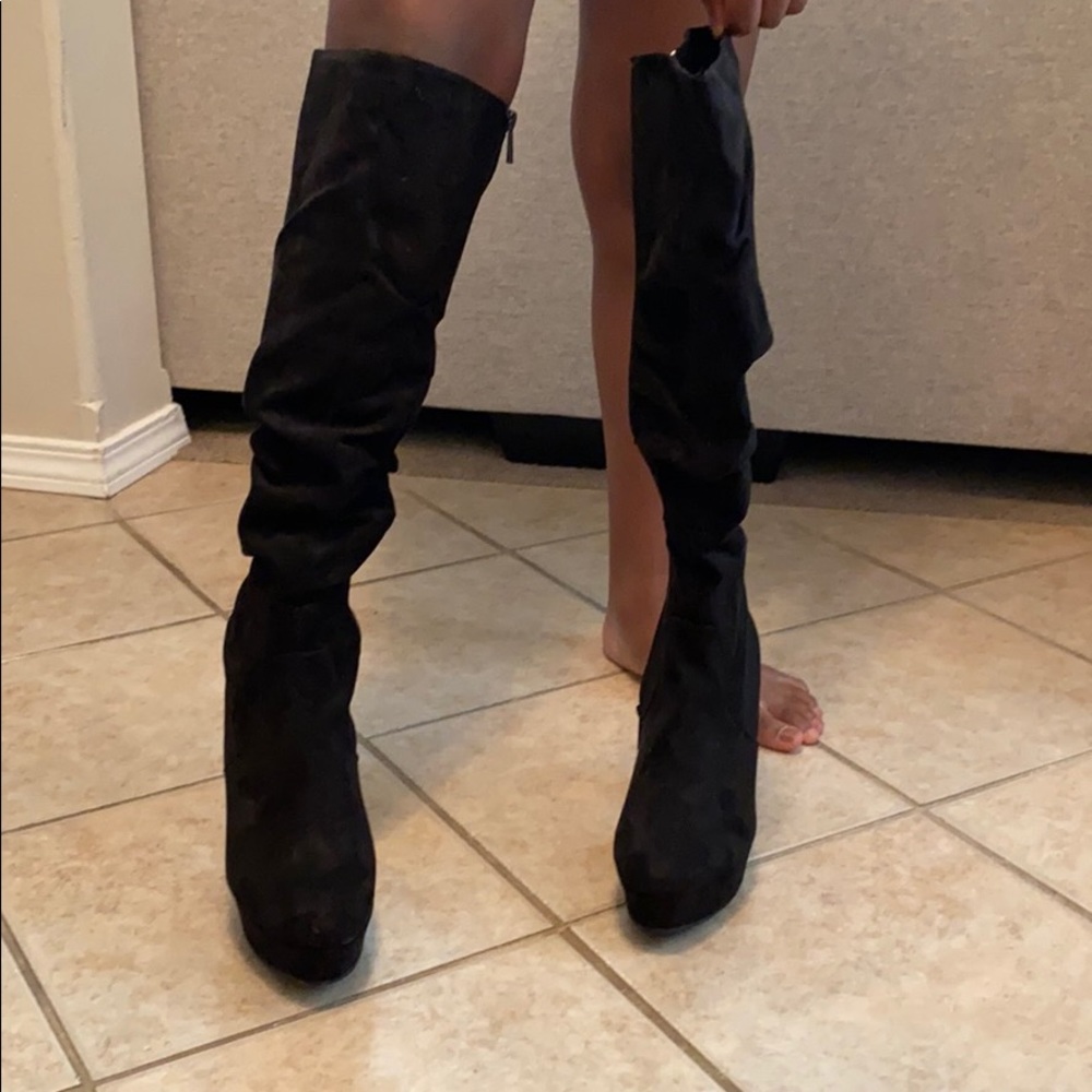 All Black High Heel Boots